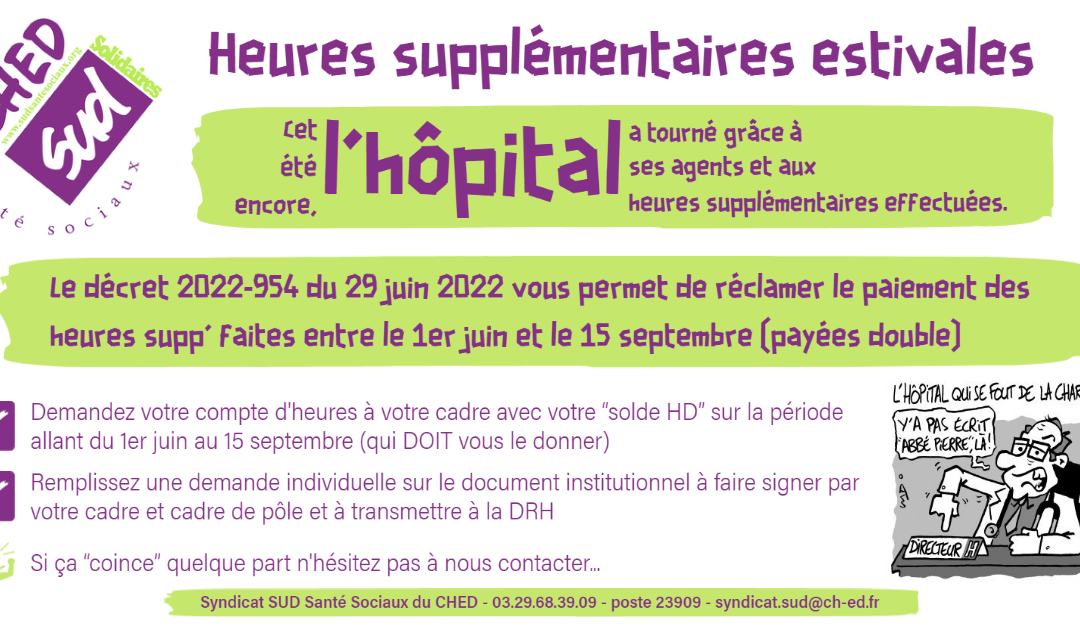Heures supplémentaires estivales 2022