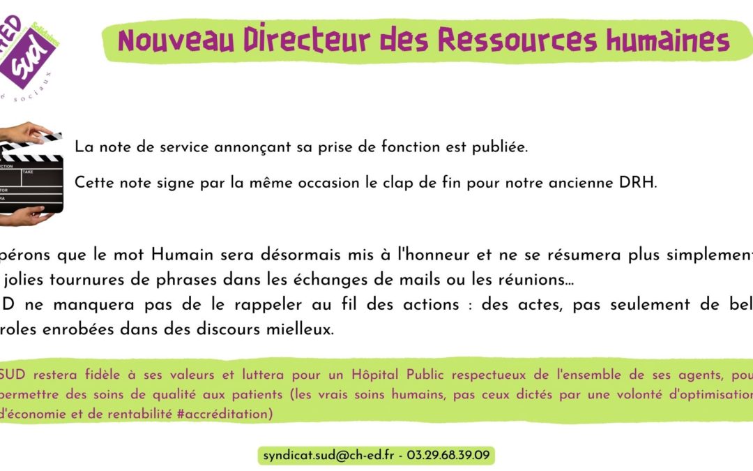 Arrivée du nouveau DRH