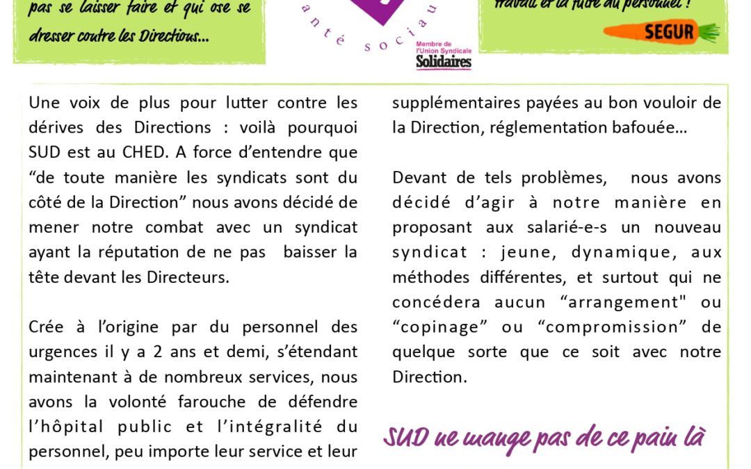 Pourquoi voter SUD le 8 décembre