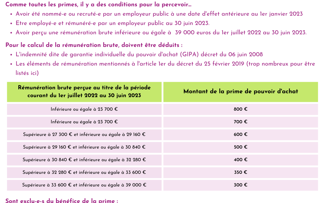 Prime pouvoir d’achat exceptionnelle